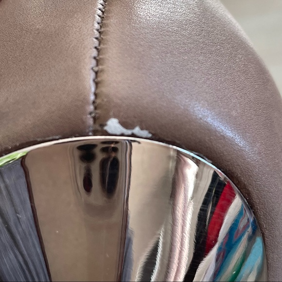 L.A.M.B Dark Tan Soft Leather Pointed Shoe Silver Stiletto Heel Women Size: 8.5 - Picture 15 of 16